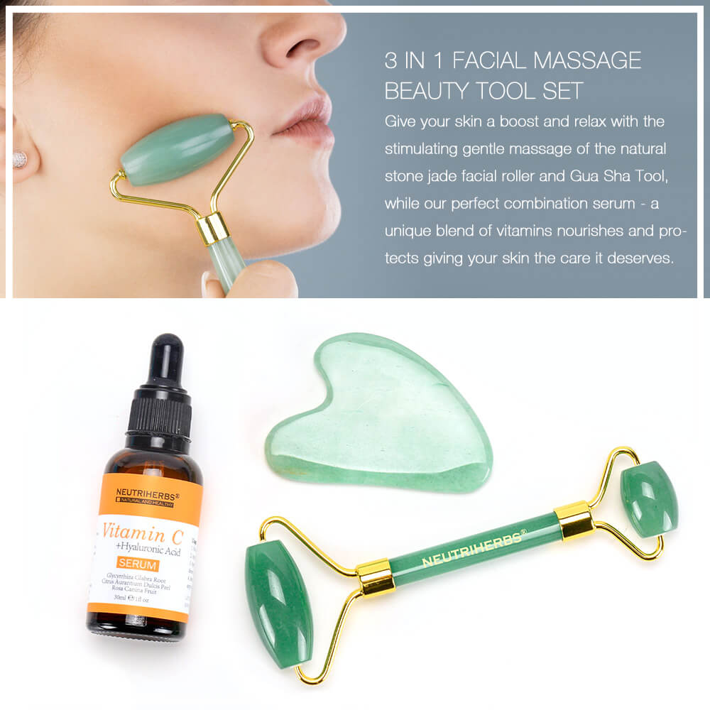 Ensemble de beauté pour masseur facial Neutriherbs Jade avec sérum