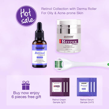 Neutriherbs retinol serum + retinol cream + derma roller for sensitive skin