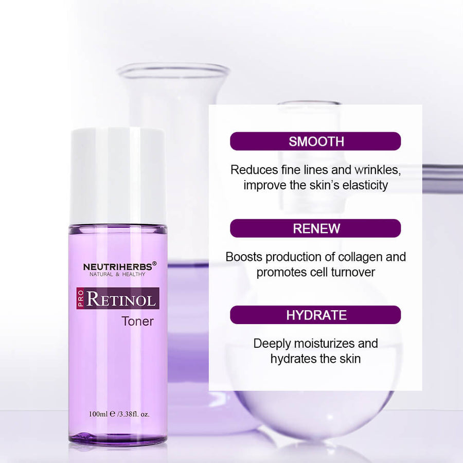 facial toner with retinol boosts production of collagen