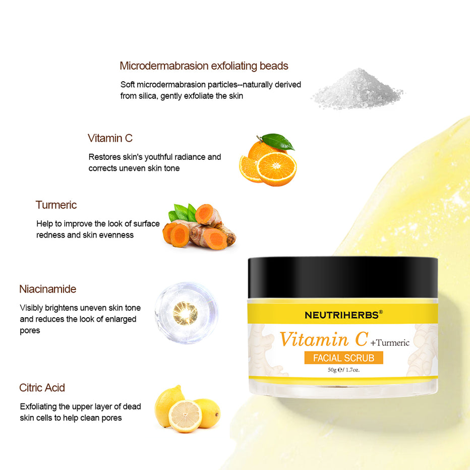 Vitamin C Turmeric Exfoliating Glow Facial Scrub For Skin Lightening