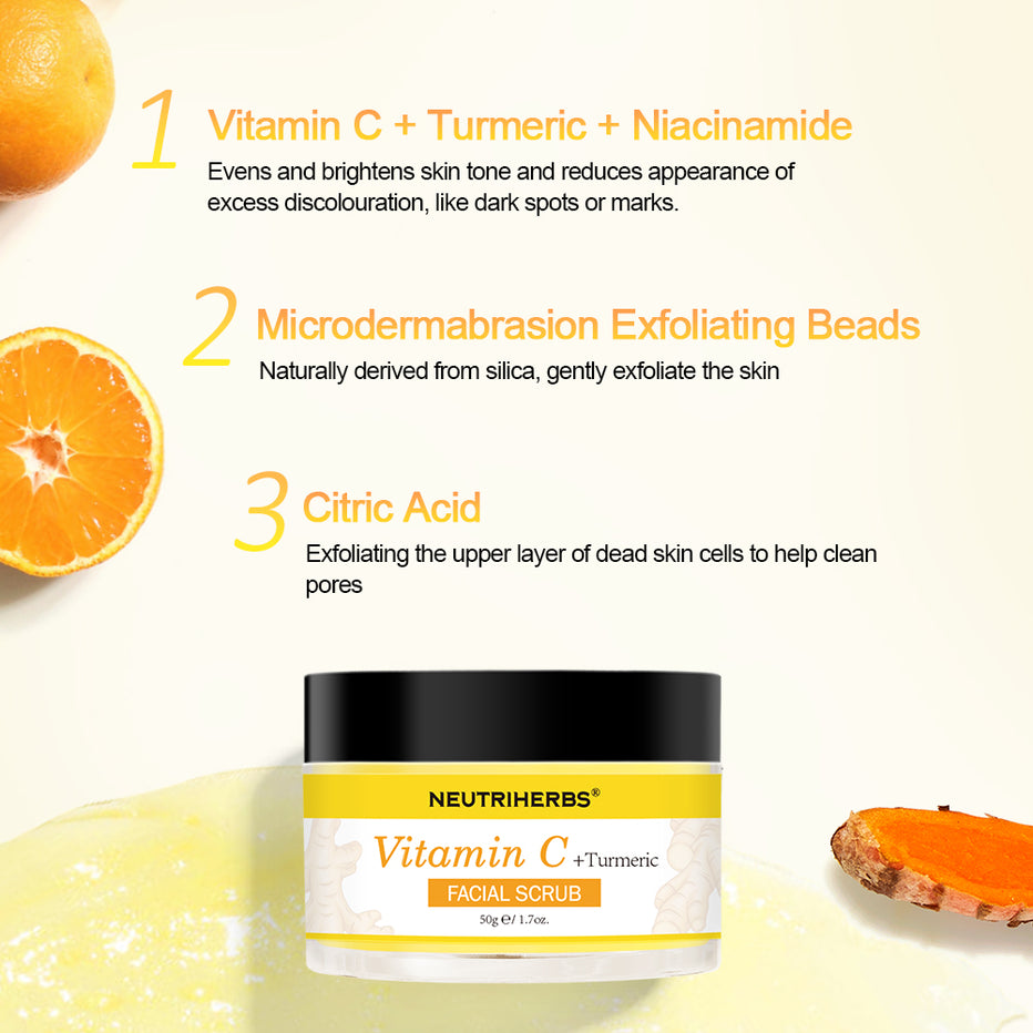 Vitamin C Turmeric Exfoliating Glow Facial Scrub For Skin Lightening ...