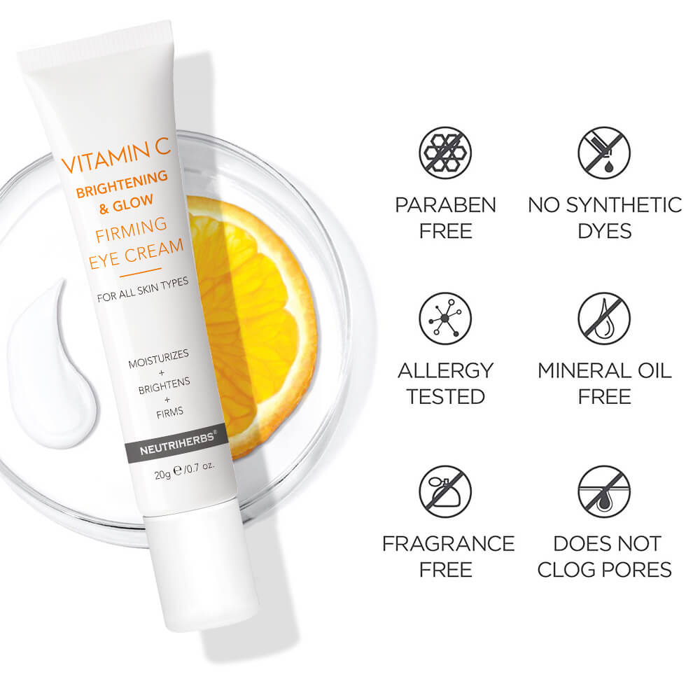 the vitamin c eye cream is paraben free, no synthetic dyes, allergy tested, mineral oil free and fragrance free