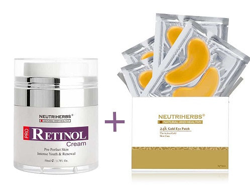 NEUTRIHERBS® Crema de retinol + Mascarilla para ojos de oro de 24 quilates para piel joven | Ahorre $ 15