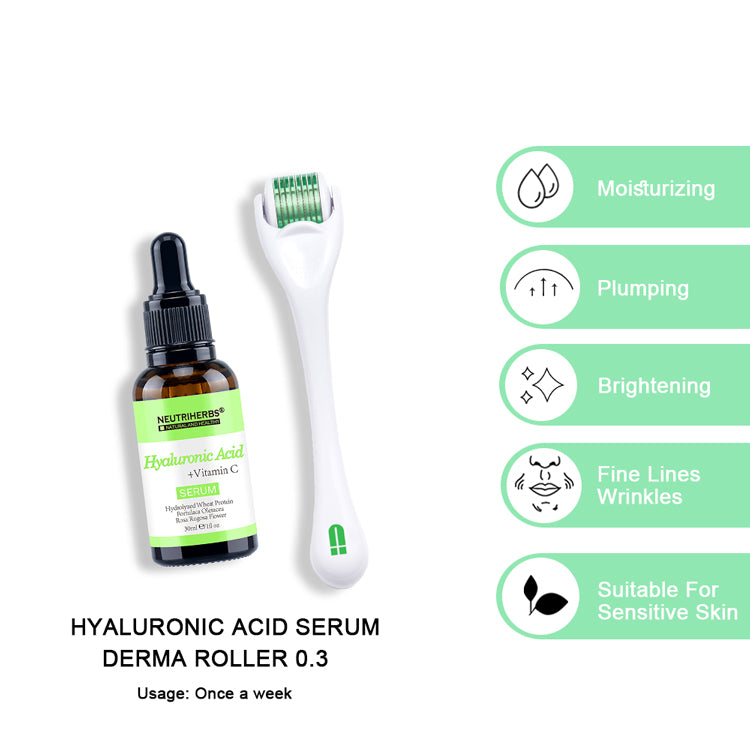 neutriherbs hyaluronic acid serum with derma roller for sensitive skin