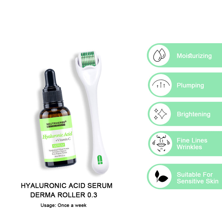 neutriherbs derma roller with hyaluronic acid serum