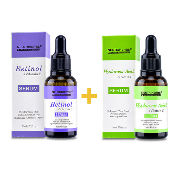 Sérum à l'acide hyaluronique Neutriherbs + sérum au rétinol pour peau sensible